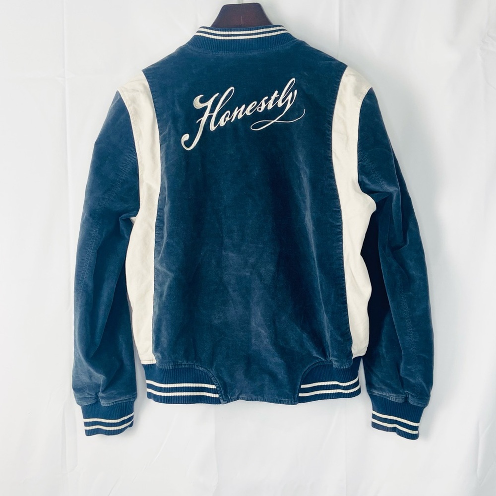 American Eagle “Honestly” Bomber Varsity Velveteen Jacket Medium - Picture 7 of 11